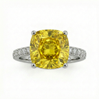 6.44 Carat Cushion-Cut Yellow Lab Sapphire Ring with Diamond Accents in 18K White Gold | Saleh Sallom-Saleh Sallom
