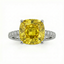 6.44 Carat Cushion-Cut Yellow Lab Sapphire Ring with Diamond Accents in 18K White Gold | Saleh Sallom-Saleh Sallom