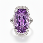 Purple Cushion Gemstone Ring with Diamond Halo-Saleh Sallom