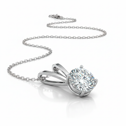 Round-Cut Lab-Created Diamond Solitaire Pendant in 14K White Gold-Saleh Sallom