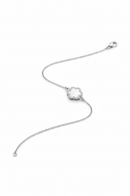 Floral American Diamond Bracelet in Rhodium-Plated Sterling Silver-Saleh Sallom