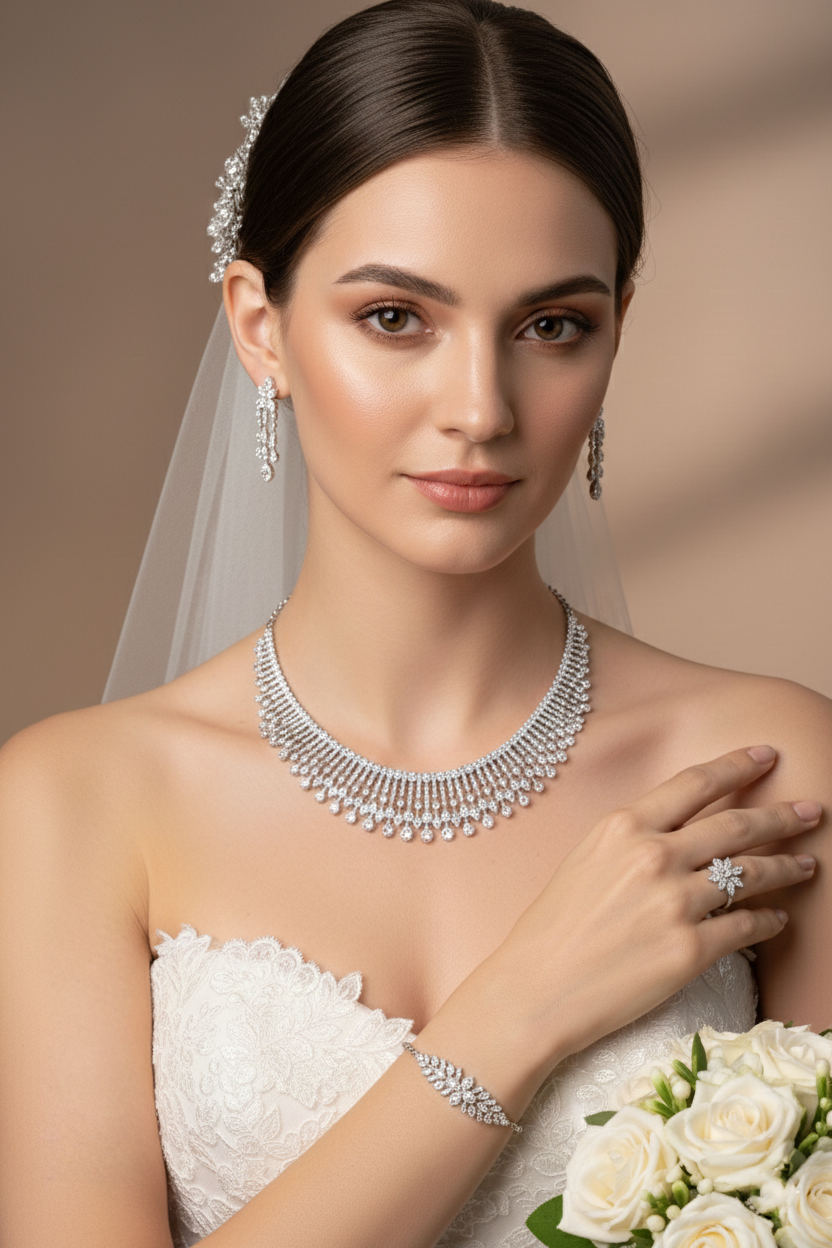 18K White Gold with Natural Diamonds Set-Saleh Sallom