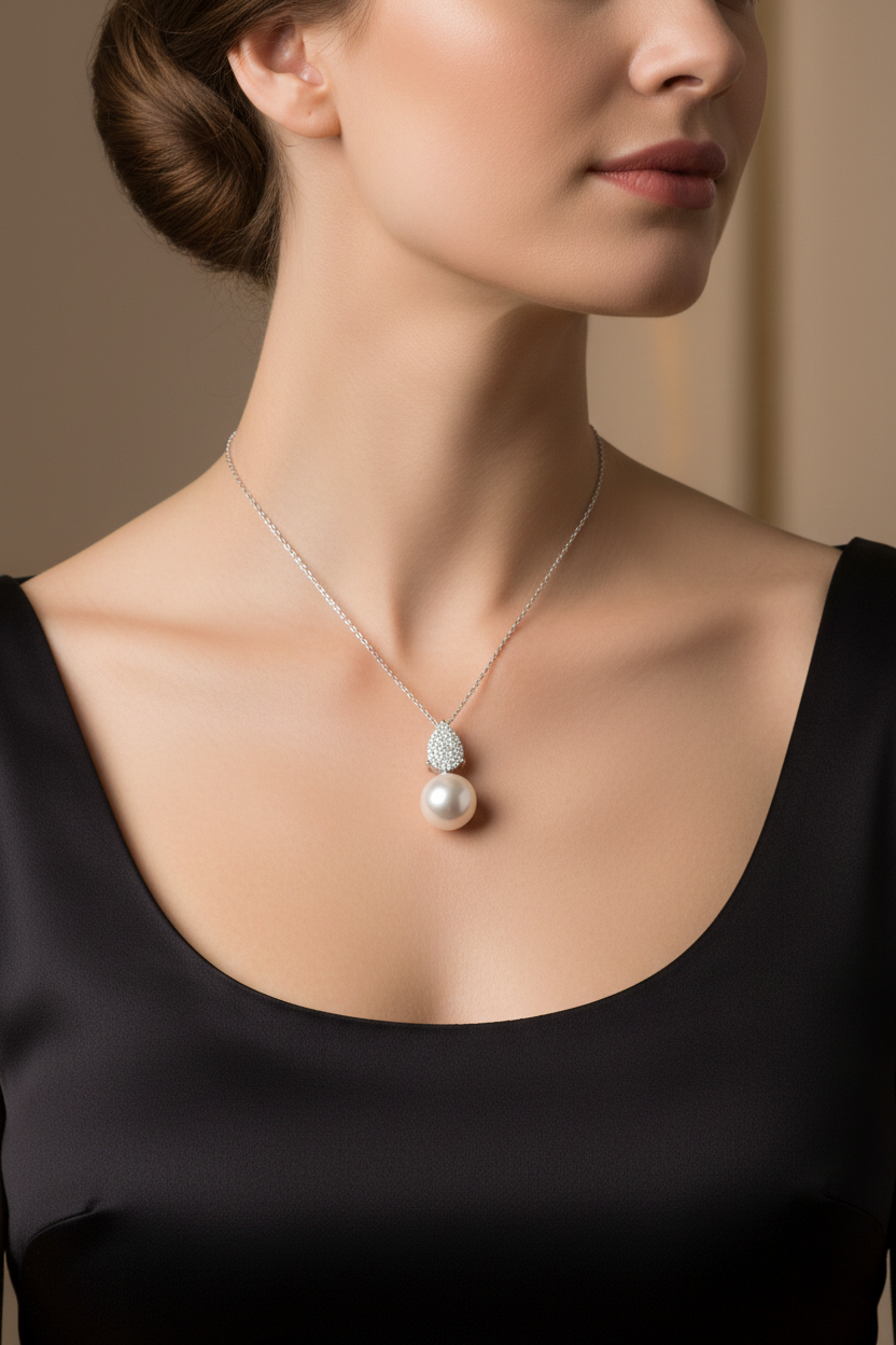 18K White Gold with Natural Diamond Accent-Saleh Sallom