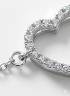 Heart American Diamond Bracelet in Rhodium-Plated Sterling Silver-Saleh Sallom