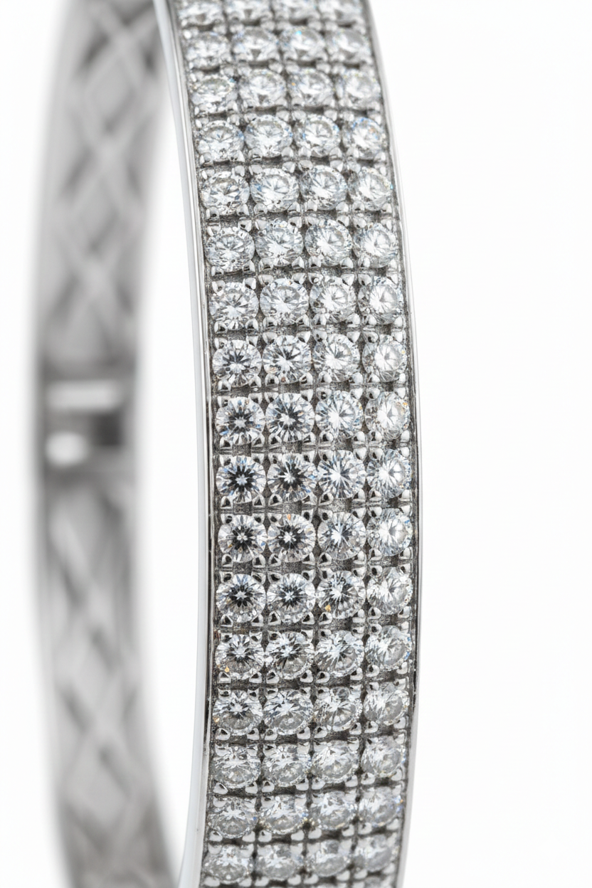 Natural Diamond Gold Bangle Bracelet-Saleh Sallom