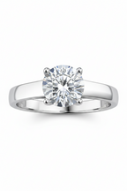 American Diamond Solitaire Ring in Rhodium-Plated Sterling Silver-Saleh Sallom