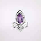 18K White Gold Amethyst & Diamond Ring – IGI Certified-Saleh Sallom