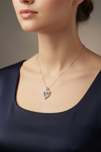 White Gold Double-Heart Diamond Pendant Necklace – IGI Certified-Saleh Sallom