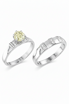 Radiant Harmony Natural Yellow Diamond Ring 18K White Gold with Natural Diamond Accents-Saleh Sallom