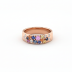 Multicolor Gemstone & Diamond Band Ring in 18K Rose Gold-Saleh Sallom