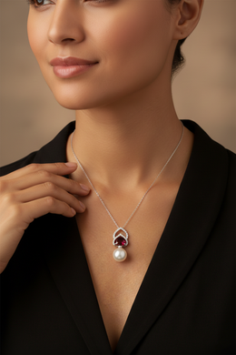 Emerald & Diamond Pearl Medallion Necklace-Saleh Sallom