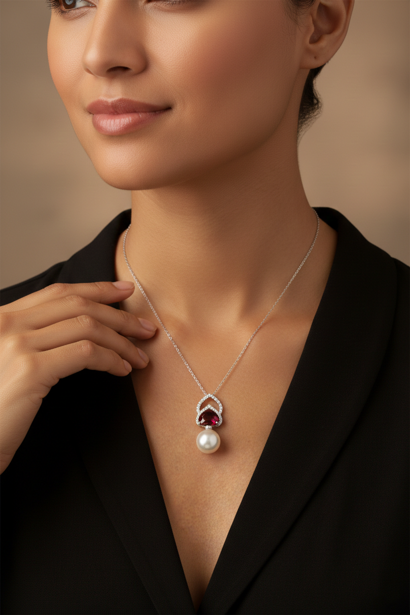 Emerald & Diamond Pearl Medallion Necklace-Saleh Sallom