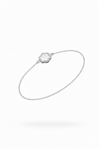 Floral American Diamond Bracelet in Rhodium-Plated Sterling Silver-Saleh Sallom