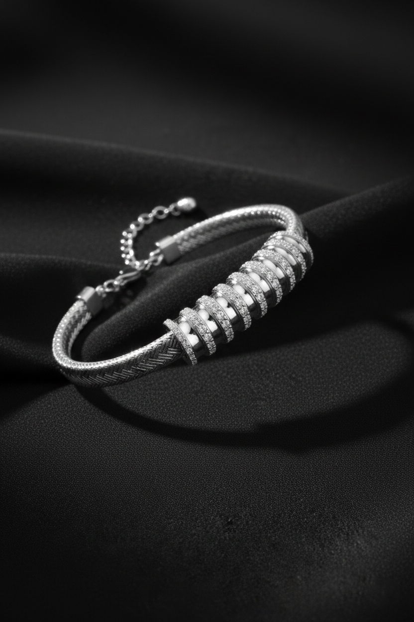 Diamond Coil Link Bracelet-Saleh Sallom