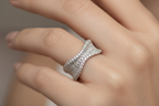 American Diamond Pavé Wave Ring in Rhodium-Plated Sterling Silver-Saleh Sallom