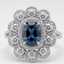 White Gold Diamond Halo Ring with Deep Blue Center Stone – IGI Certified-Saleh Sallom