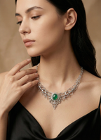 Natural Emerald & Diamond High Jewelry Necklace | 2.97 Ct Diamonds | VS–SI, G–H | Saleh Sallom-Saleh Sallom