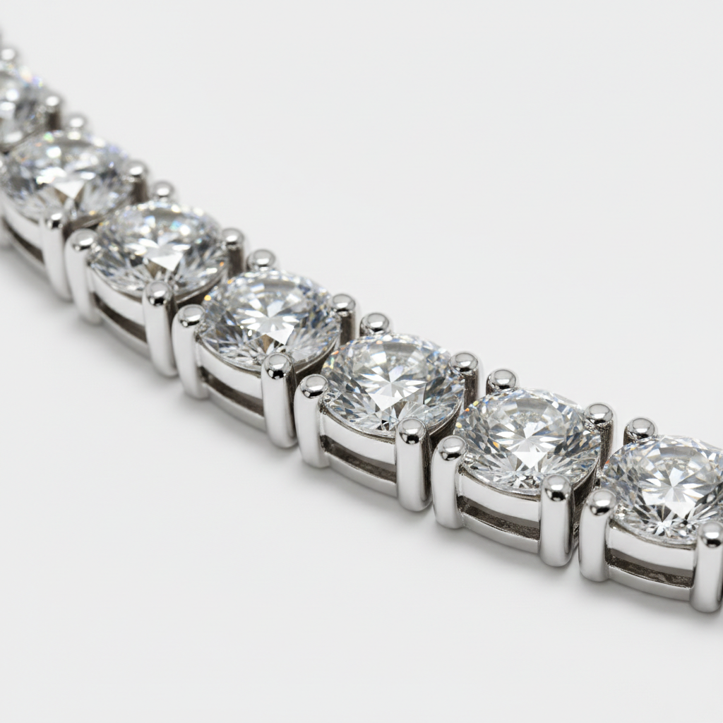Round-Cut Lab-Created Diamond Tennis Necklace in 14K White Gold-Saleh Sallom