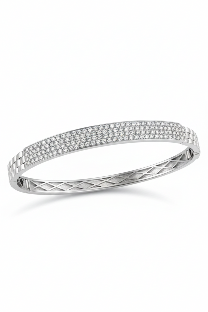 Natural Diamond Gold Bangle Bracelet-Saleh Sallom