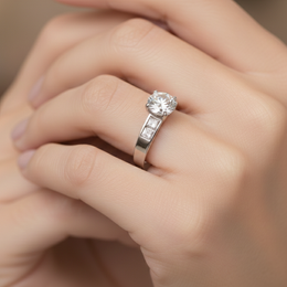 0.86 Carat Round Brilliant Diamond Ring – IGI Certified | 18K White Gold-Saleh Sallom