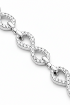 Infinity Link American Diamond Bracelet in Rhodium-Plated Sterling Silver-Saleh Sallom