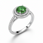 Lab-Created Green Diamond & Diamond Halo Ring in 14K White Gold-Saleh Sallom