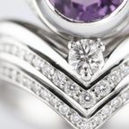 18K White Gold Amethyst & Diamond Ring – IGI Certified-Saleh Sallom