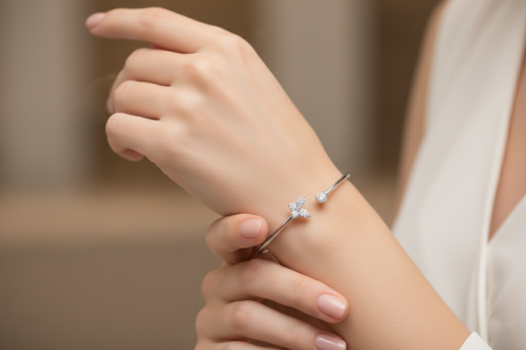 Diamond Open Cuff Bracelet-Saleh Sallom