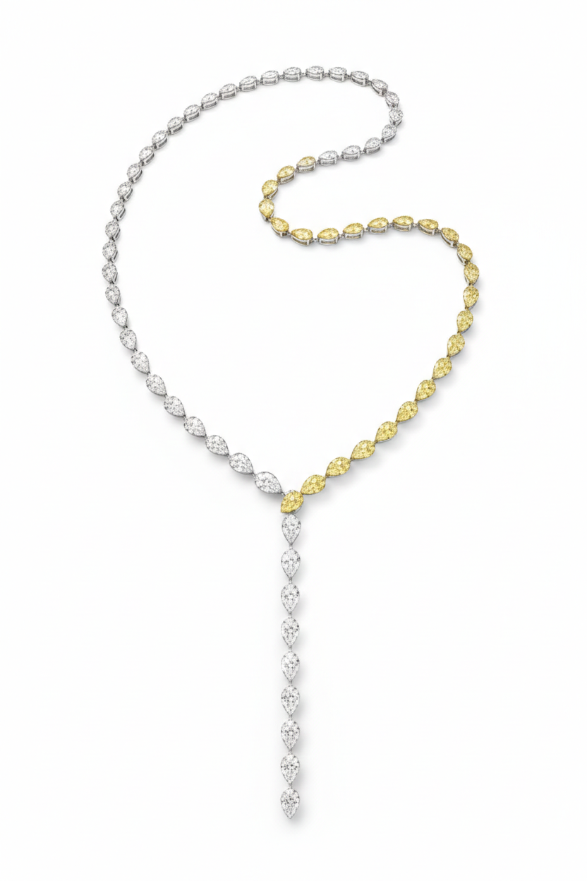 Yellow Sapphire & Diamond Y-Drop Necklace-Saleh Sallom