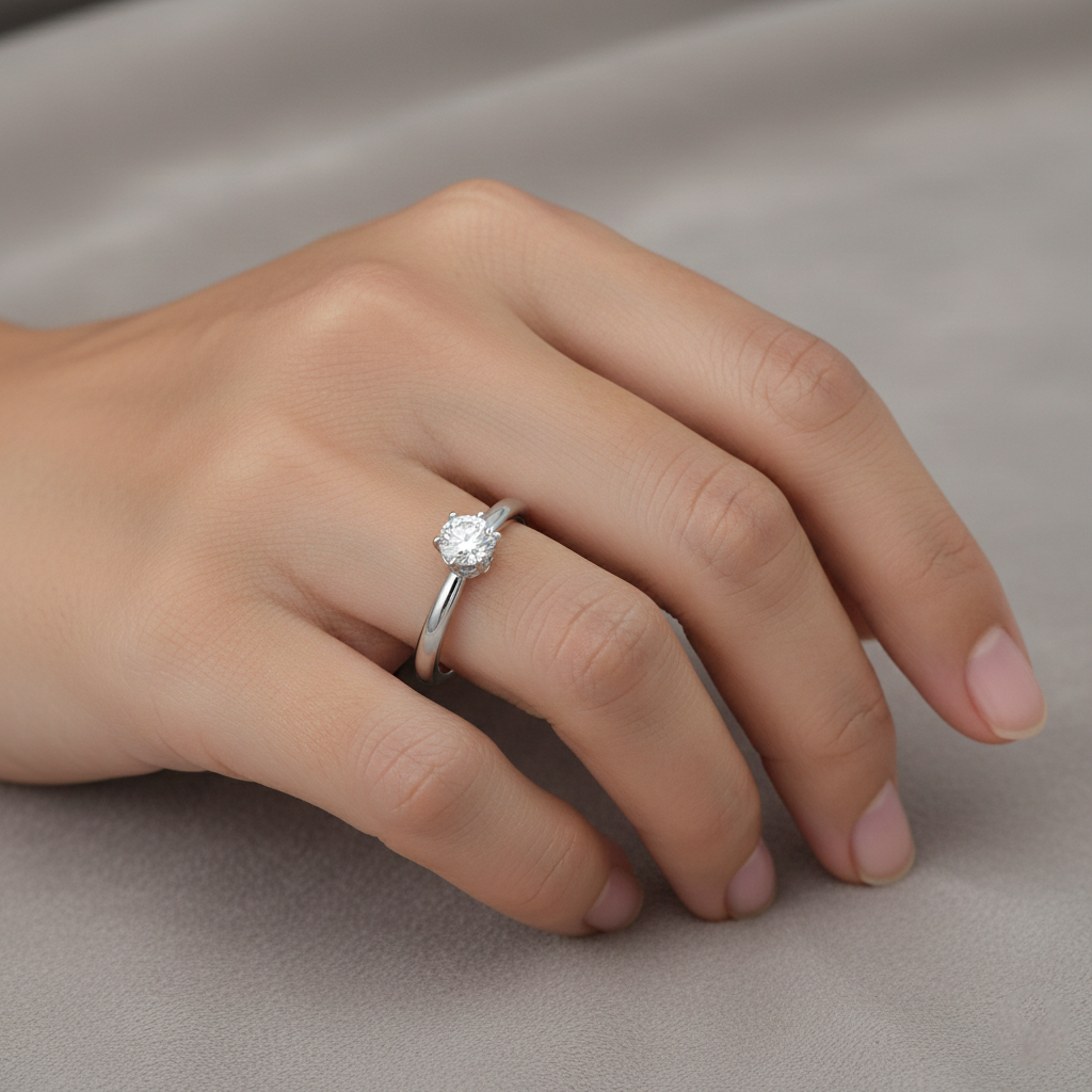 0.16 Carat F VVS Lab Diamond Solitaire Ring in 18K White Gold | 0.24ct Total | Saleh Sallom-Saleh Sallom