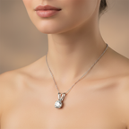 Round-Cut Lab-Created Diamond Solitaire Pendant in 14K White Gold-Saleh Sallom