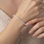 Diamond Tennis Bangle Bracelet in 18K White Gold-Saleh Sallom