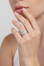 Emerald-Cut Diamond Ring with Trillion Side Stones | 1.25 Carat | VS1 | White Gold | Saleh Sallom-Saleh Sallom