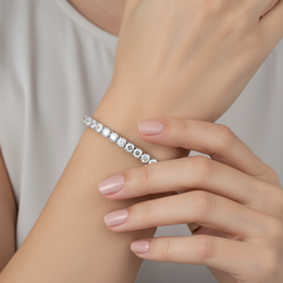Round Brilliant Lab-Created Diamond Tennis Bracelet in 14K White Gold-Saleh Sallom
