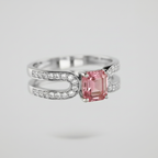 Emerald Cut Purple Tourmaline & Diamond Ring – 18K White Gold-Saleh Sallom