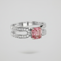 Emerald Cut Purple Tourmaline & Diamond Ring – 18K White Gold-Saleh Sallom