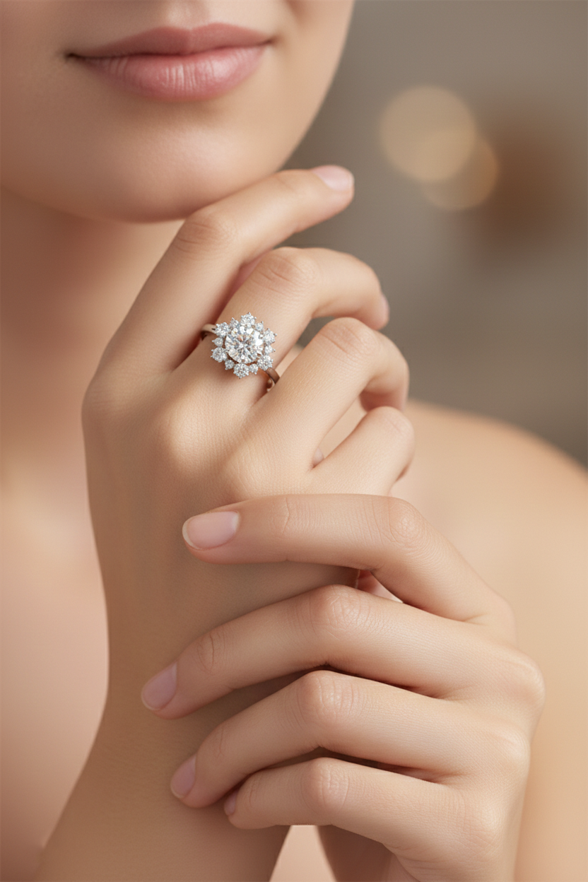 Floral Halo Diamond Ring | 1.01 Carat | VS1 | White Gold | Saleh Sallom-Saleh Sallom
