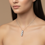 Three-Stone Lab-Created Diamond Pendant Necklace in 14K White Gold-Saleh Sallom