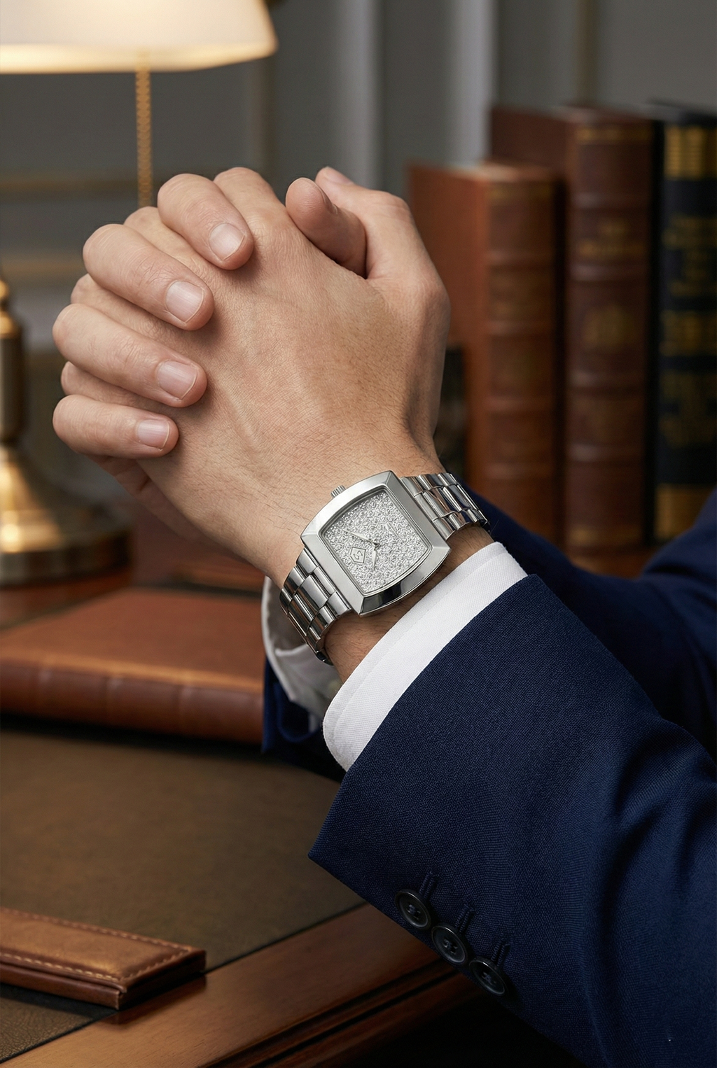 Saleh Sallom Diamond Pavé Watch in Stainless Steel – 0.48 CT Natural Diamonds-Saleh Sallom