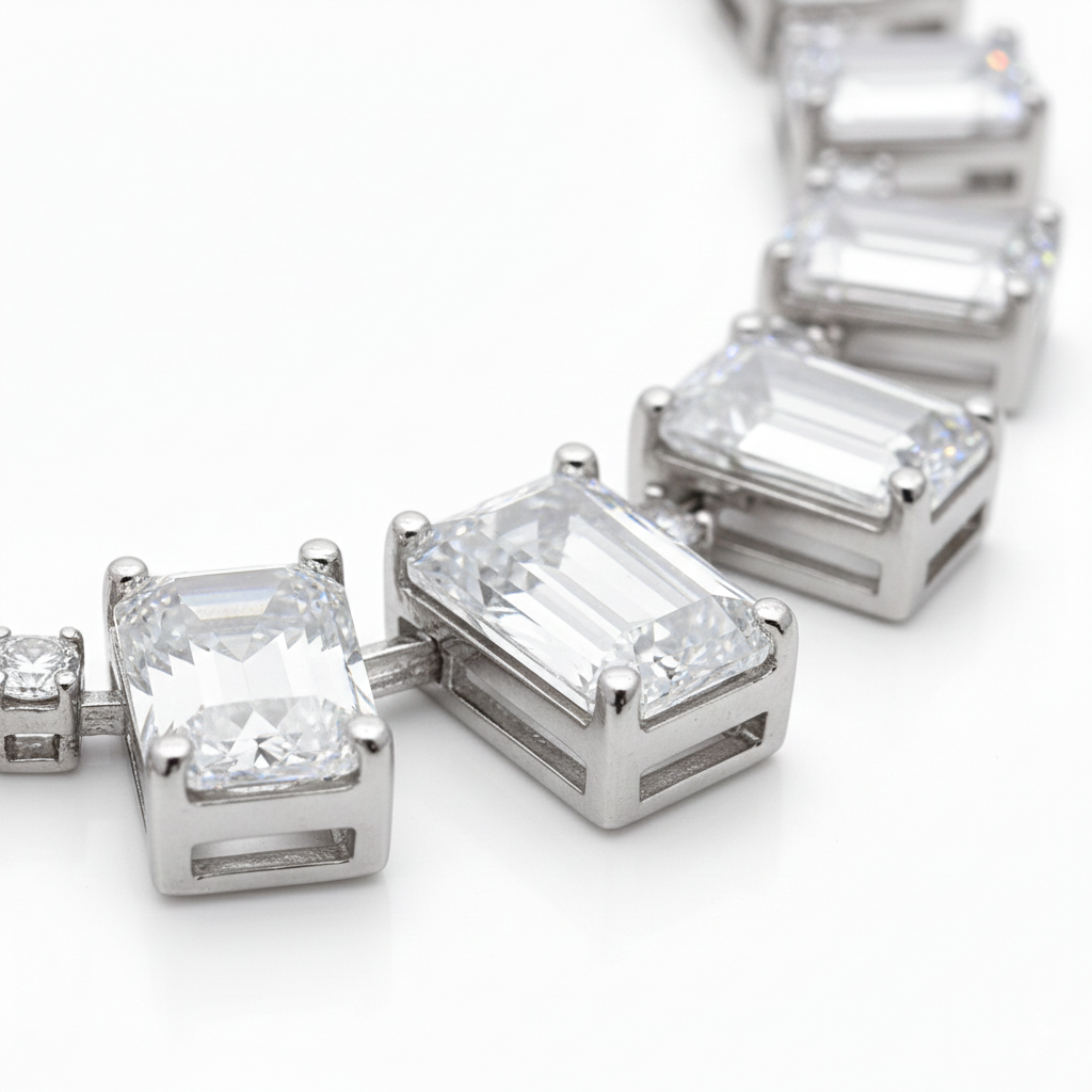 Lab-Grown Sapphire & Lab-Grown Diamond Necklace in 18K White Gold – IGI Certified-Saleh Sallom