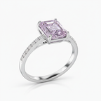 Emerald-Cut Pink Sapphire & Diamond Ring in 18K White Gold-Saleh Sallom