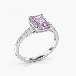 Emerald-Cut Pink Sapphire & Diamond Ring in 18K White Gold-Saleh Sallom