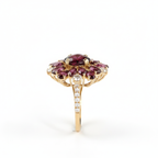 Imperial Crimson Bloom Ring – 18K White Gold Garnet & Diamond Statement Ring-Saleh Sallom