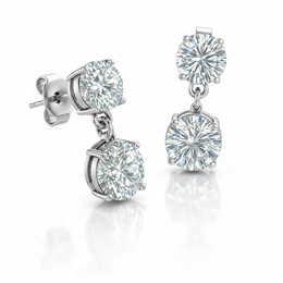 Round Brilliant Lab-Created Diamond Drop Earrings in 14K White Gold-Saleh Sallom