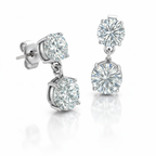Round Brilliant Lab-Created Diamond Drop Stud Earrings in 14K White Gold-Saleh Sallom