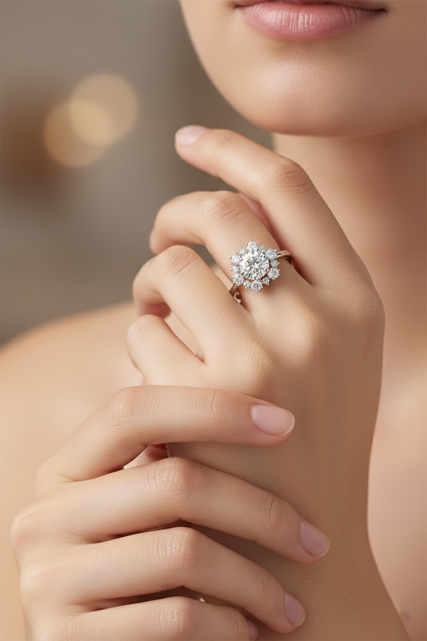 Floral Halo Diamond Ring | 1.01 Carat | VS1 | White Gold | Saleh Sallom-Saleh Sallom