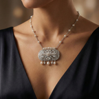 Natural Diamond & Pearl Statement Necklace | 1.60 Ct Diamonds | 18K White Gold | Saleh Sallom-Saleh Sallom