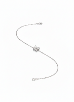 American Diamond Floral Bracelet in Rhodium-Plated Sterling Silver-Saleh Sallom