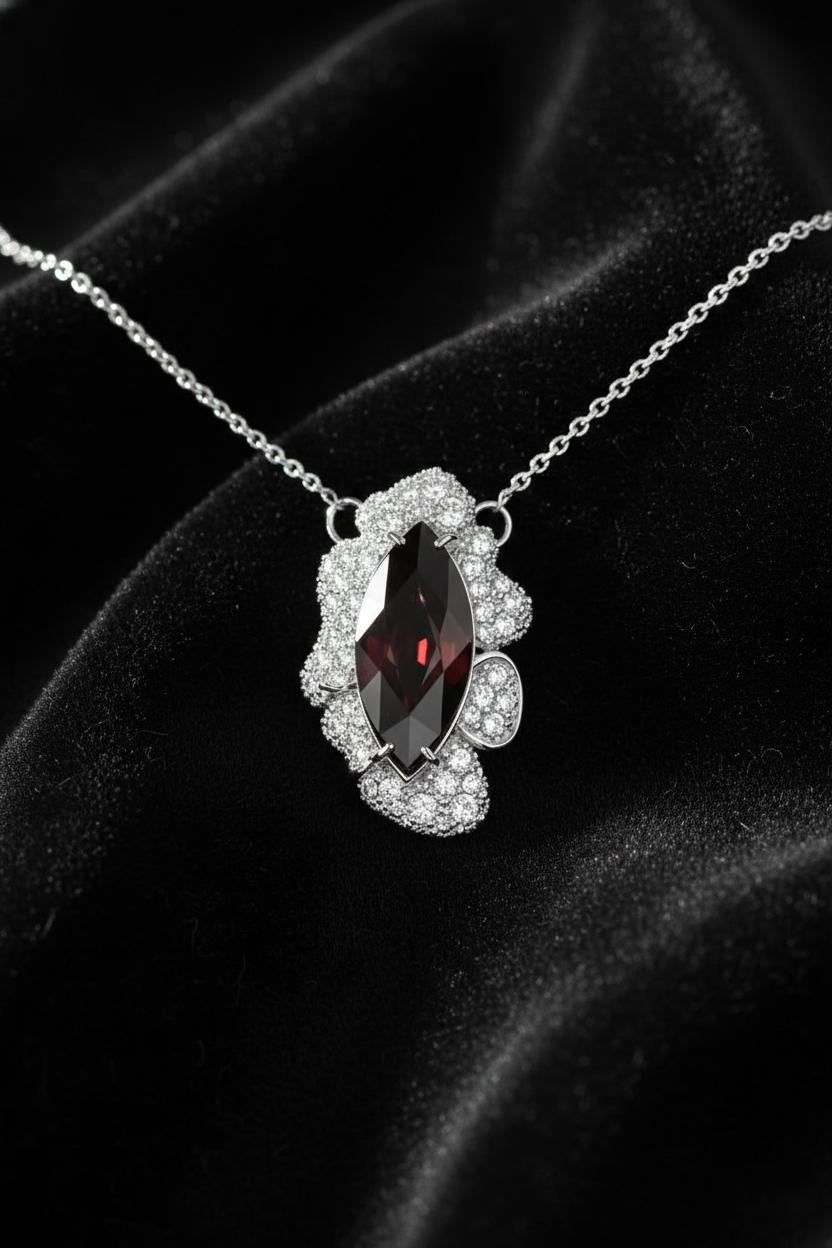 Obsidian Flame Natural Diamond Pendant-Saleh Sallom