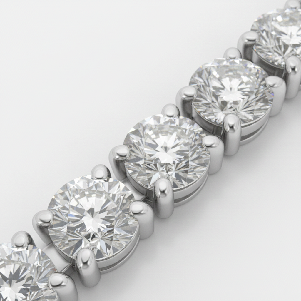 Round Brilliant Lab-Created Diamond Tennis Bracelet in 14K White Gold-Saleh Sallom